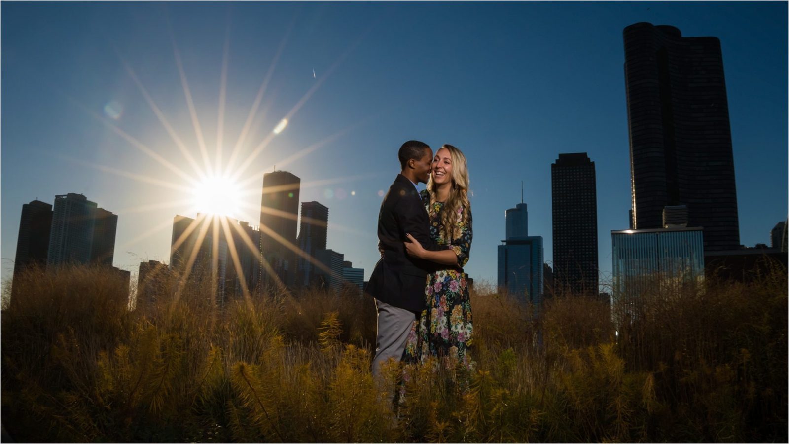Downtown Chicago Navy Pier Fall engagement